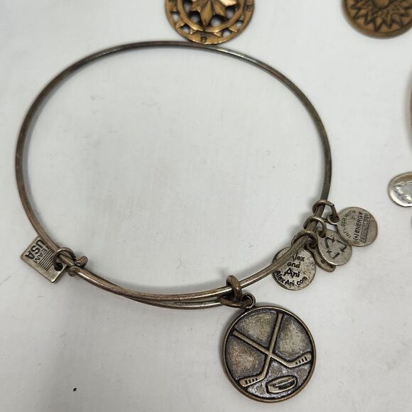 ALEX and ANI Bangle Bracelet Lot #1 Wear Compass, Larkspur, Hockey, Flying Shoe - Picture 6 of 6